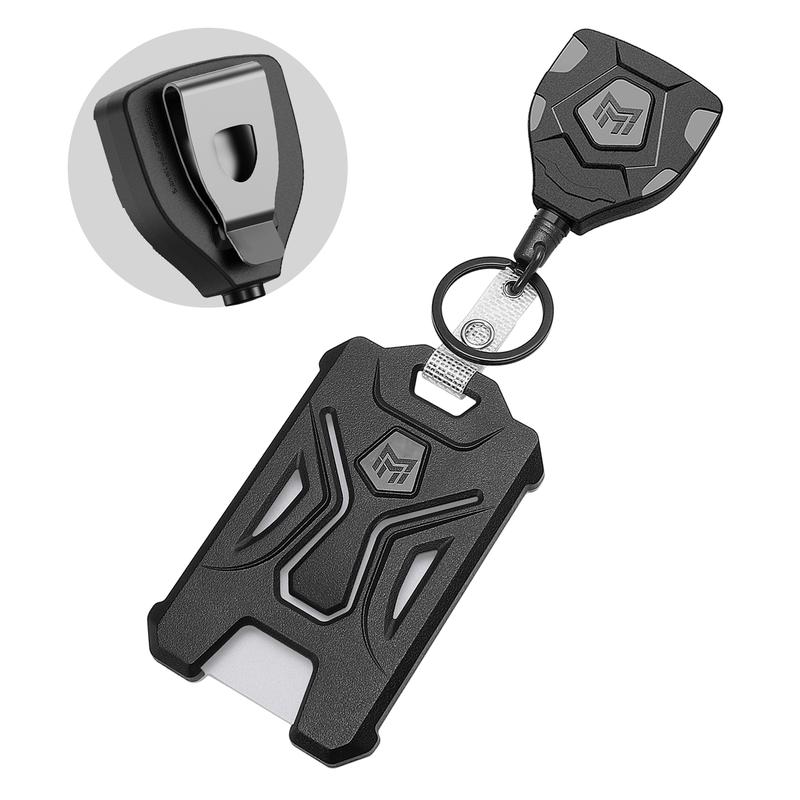 MNGARISTA Retractable Badge Holder and Heavy Duty Keychain with Belt Clip 31.5" Cord 9oz Retraction Tactical ID Card Protector Multifunctional Durable Organizer Workwear Everyday Carry