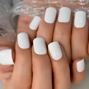 Glossy Solid Color Short Square Nail Art & Nail Care Fake Nail for Women & Girls, 24pcs Cosmetic Removable Nail Art, Artificial Full Cover Manicure Nail