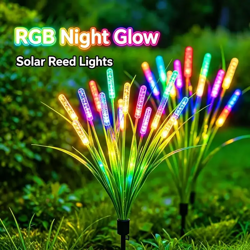 10pcs Set of 60-LED Solar Outdoor Decorative Lights: Reed-Style Landscape Lights with Bubble Accents for Gardens And Patios; Features Automatic On/Off; Suitable for Lawns, Parties, Ponds, Patios, Camping, And Weddings