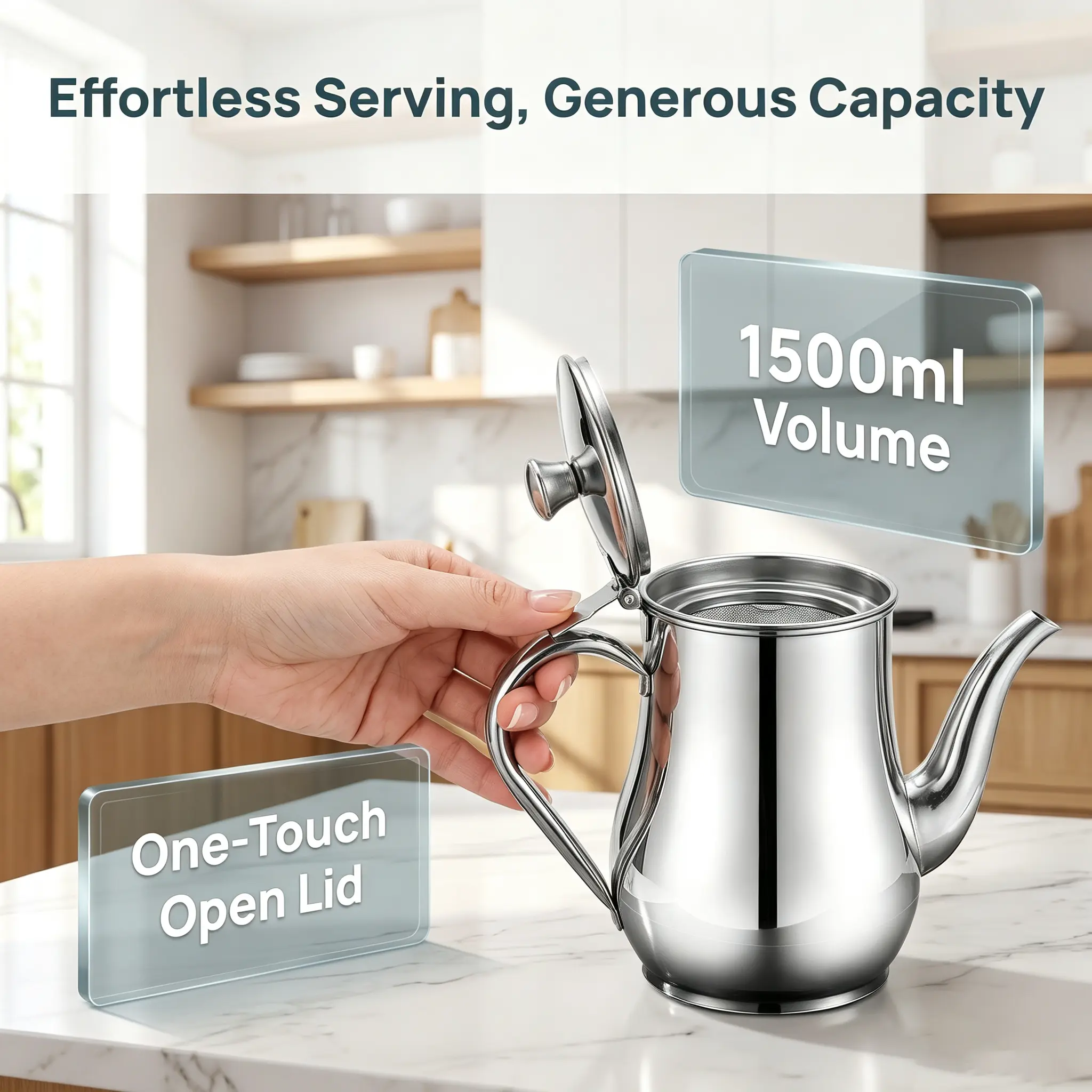 【Summer Sale Deals】New Stainless Steel 1500ML Oil Dispenser for Kitchen, Leakproof Oil Bottle with Filter Screen, Thickened Cooking Oil Can for Household Use,home essentials