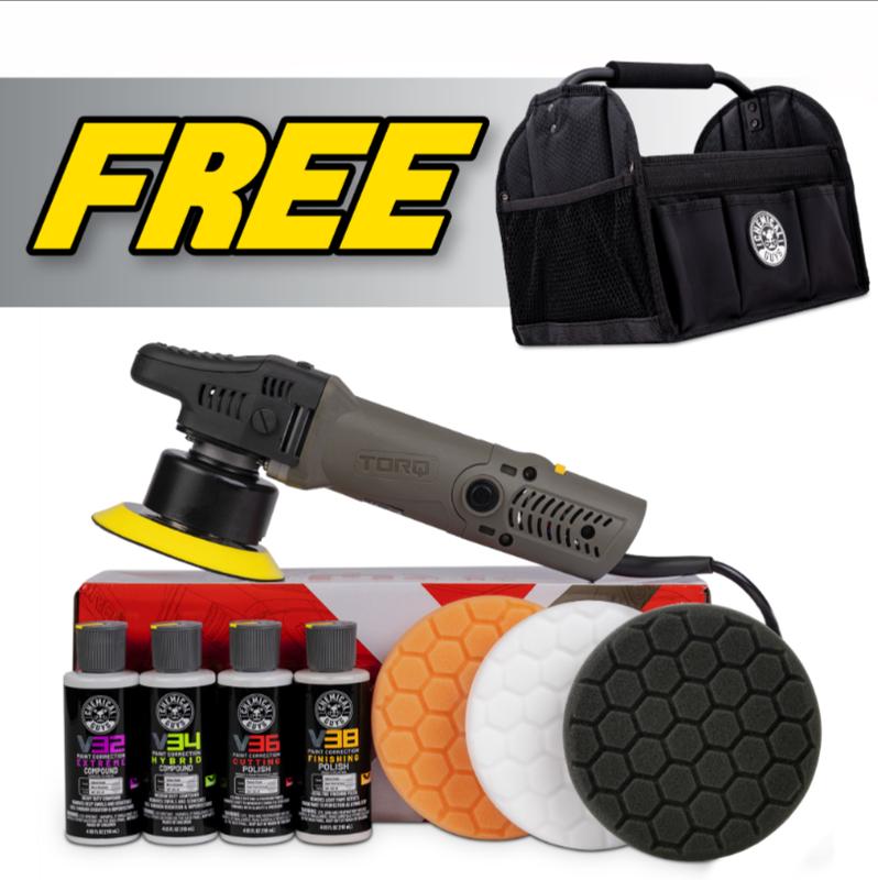 CHEMICAL GUYS TORQX Detail On The Go Mobile Polishing Kit with FREE Quick Load Carrying Caddy – Compact Dual Action Polisher Kit with Cutting & Finishing Pads, Compounds & Polishes, Ideal for Paint Correction, Swirl Removal & Headlight Restoration