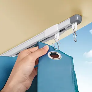 Ceiling Curtain Track,Retractable Ceiling Track for Curtains,4.8-8.15ft,Room Divider Curtain Rod,Ceiling Rails Set with Silent Rollers and Hooks for Living room/Bedroom/Shower/RV