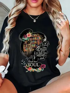 100% Cotton Unisex Book Reading Bookworm Book Lover Women  Librarian T-Shirt Casual Top