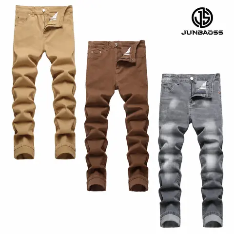 JUNBAOSS Men's Multi Pack Slim Fit Stretch Jeans Colored Skinny Jeans for Men, Distressed Straight Leg Casual Fashion Comfort Flex Waist Denim Pants, Menswear Classic Street Style Cotton Fabric Jean Natural Hipster Personalized Stylish Streetwear Jeans