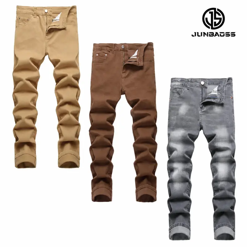 JUNBAOSS Men's Multi Pack Slim Fit Stretch Jeans Colored Skinny Jeans for Men, Distressed Straight Leg Casual Fashion Comfort Flex Waist Denim Pants, Menswear Classic Street Style Cotton Fabric Jean Natural Hipster Personalized Stylish Streetwear Jeans