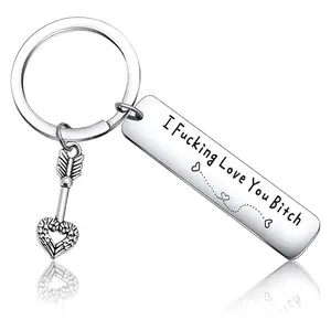 Engraved Stainless Steel Key Chain for Best Friends — 'I Fking Love You Bith' Funny Quote — Durable Friendship Gift for Besties & Female BFFs