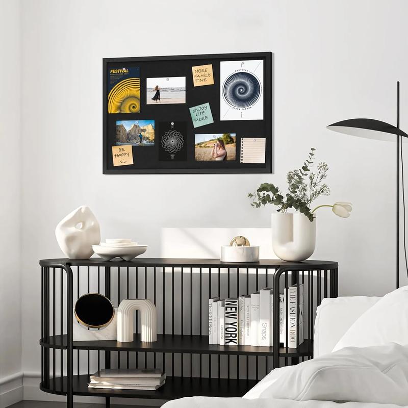 Cork Bulletin Board with Black Linen – Ideal Message Board or Vision Board for Office, Home & School Decoration