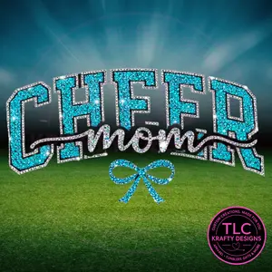 PREORDER XL Cheer Mom Teal Rhinestone Patch – Cheer Apparel Iron-On/ Sew-On Patch