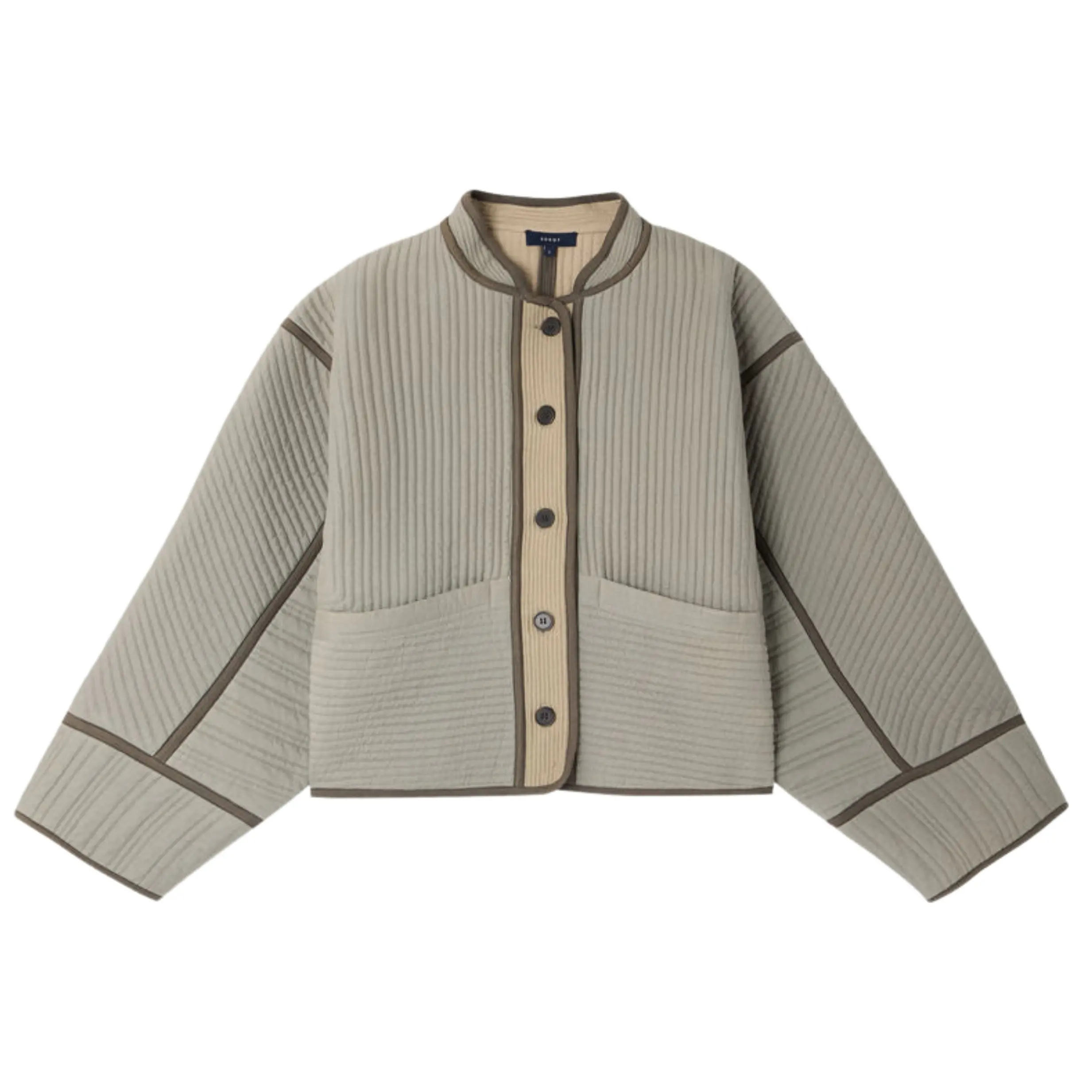 Quilted Patchouli Jacket in Green and Beige, from Soeur
