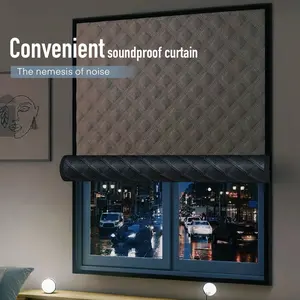 1pc No-Drill Insulated Curtains, Durable Windproof Noise Reduction, Easy Installation, Home Office Use, Ca Prop 65 Compliant