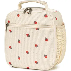 X-LBK11  Lunch Box Kids Lunch Bag Insulated Cute Lunchbox Reusable Small Toddler Lunch Bags for School Travel or Picnic (Strawberry pink)