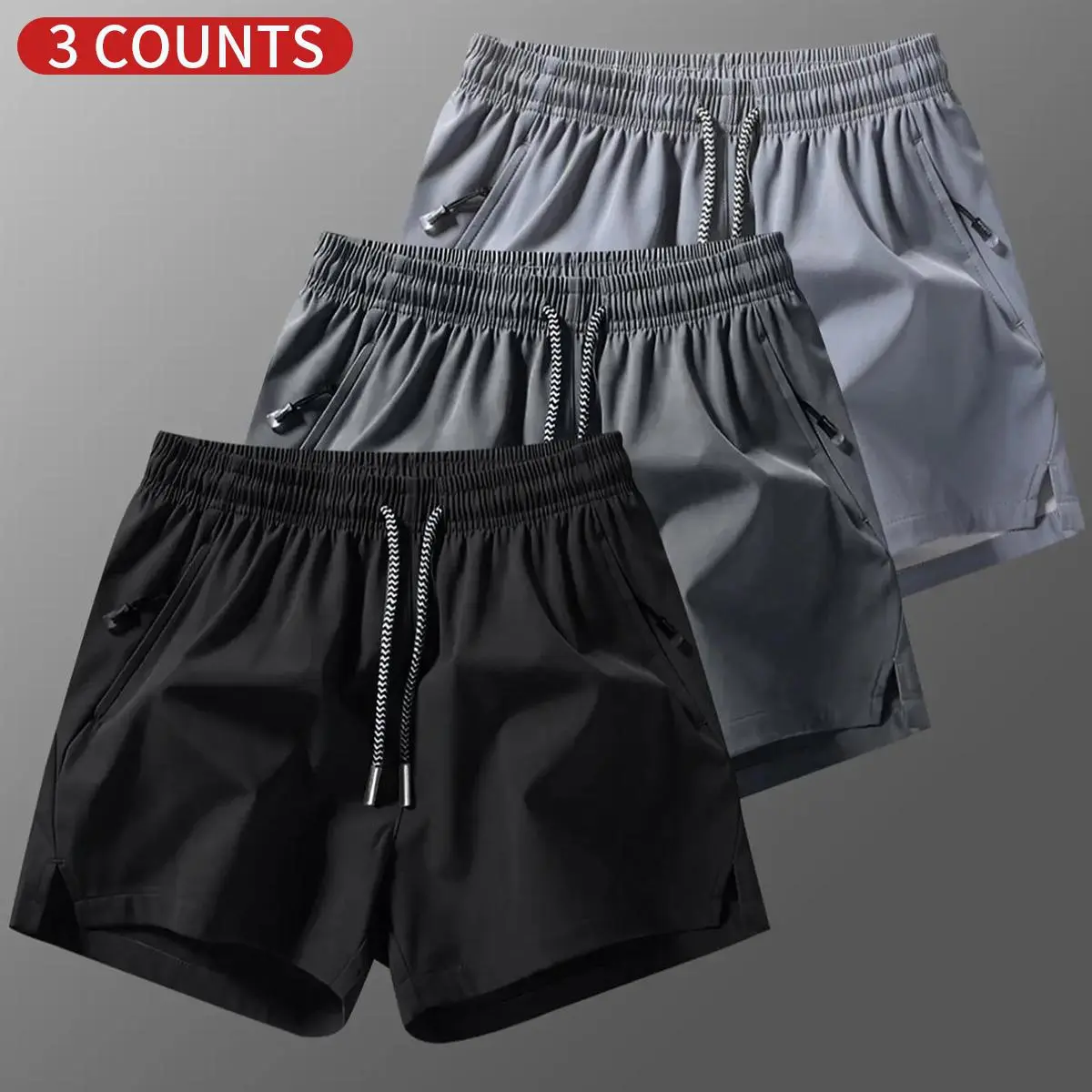 3-pack men’s athletic shorts, available in multiple colors, regular fit with side pockets, suitable for beach running, yoga, and summer casual wear; durable, breathable material; men’s fitness gear. Men's everyday activity,Fathersdaygift