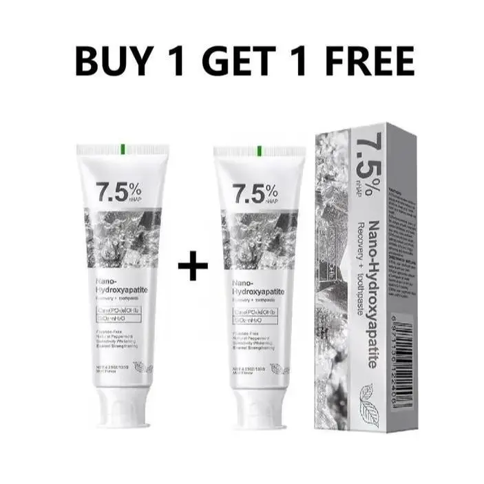 [BUY 1 GET 1 FREE] 7.5% Nano Hydroxyapatite Toothpaste, Fluoride-Free Formula with Natural Mint for Fresh Breath, Deep Cleaning for Daily Oral Care