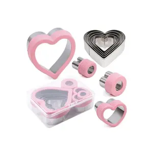 9-Piece Heart Cookie Cutter Set – Stainless Steel, Assorted Sizes