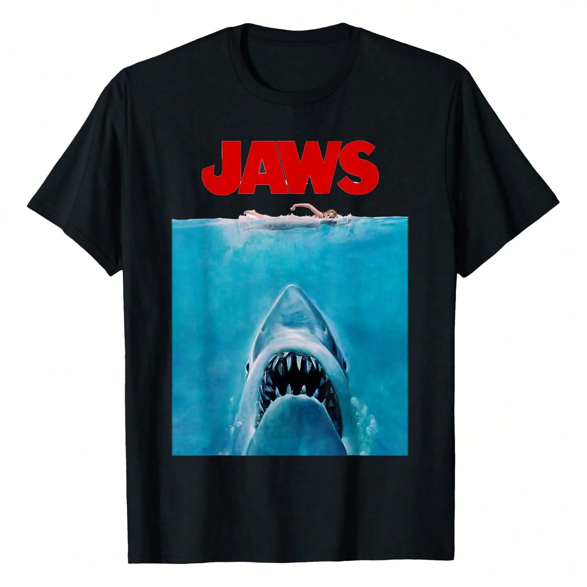Jaws Oversize Poster T-Shirt,220g Pure Cotton Single-Sided Printed Round Neck Short Sleeved Shirt.