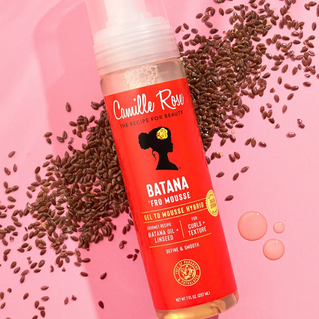 Camille Rose Batana Miracle Oil Fro Mousse - 7 fl oz Gel-to-Mousse Styler with Batana Oil & Chia Seed Oil for Definition, Moisture, Shine & Frizz Control - Curls, Coils & Textured Hair