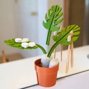Creative Plant Decorative Shelf, Seasonal New Bamboo Back Bath Storage Rack, Sink Mirror Front Decoration (no Accessories Included)