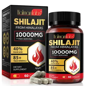 Hatmanlabs Shilajit Capsules 10000mg （60 Capsules）-Rich In 85+ Trace Minerals & Fulvic Acid - Edible Dietary Supplement for Adults
