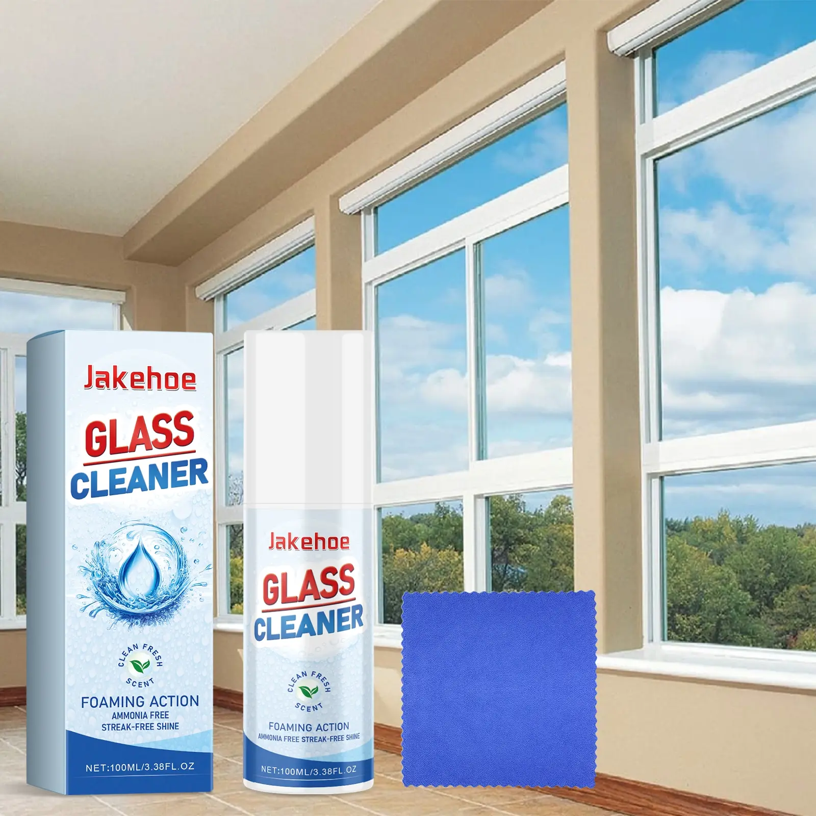 Glass Cleaner Liquid, Removes Dust and Stubborn Stains, Leaves Glass Mirrors Sparkling Clear, Effective Cleaning Solution, Foam Cleaner, Window Glass Cleaner