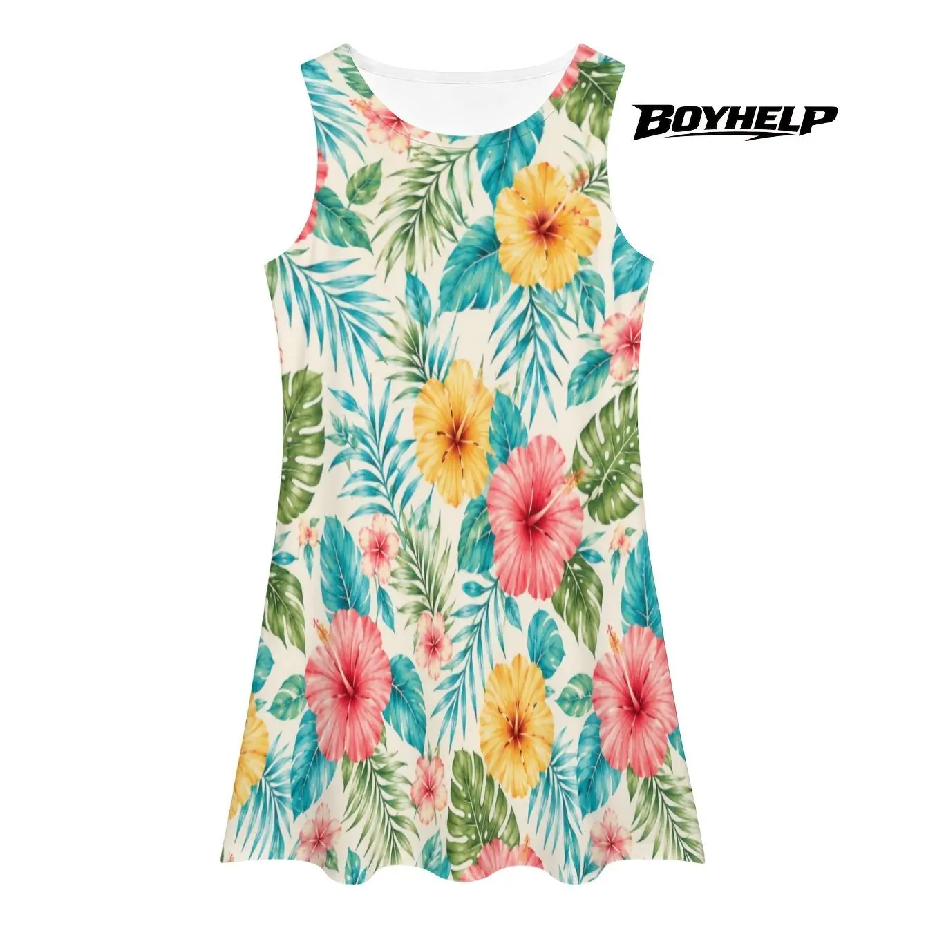 Summer tropical vibes unlocked.This hibiscus palm print dress is your go-to beach & casual everyday fit | Perfect for vacation hangouts