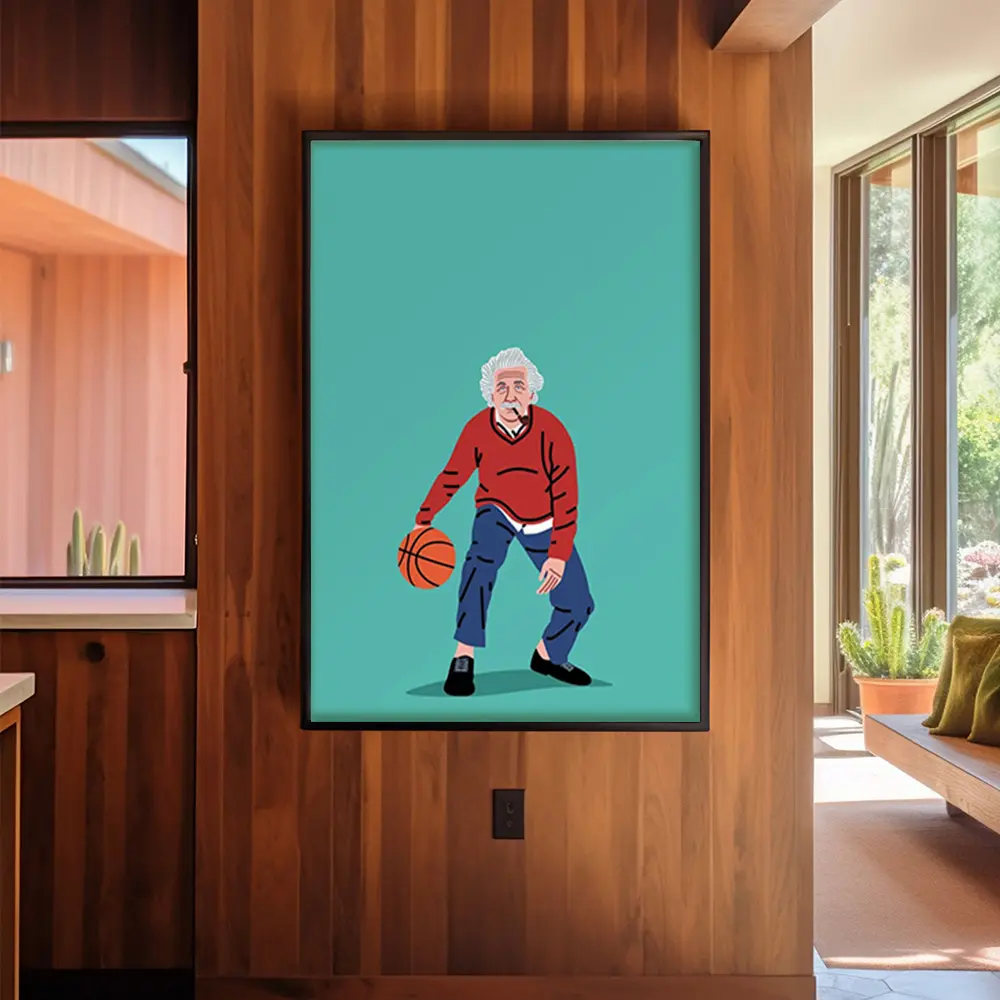 Seniors Playing Basketball - Modern Wall Art Poster