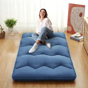 【GARVEE】- Japanese futon mattress, single size, foldable, Japanese style, rollable, tatami mat, mattress, mattress, navy blue color