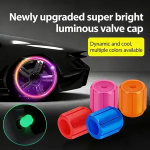4pc Car Tire Valve Caps, Glow-In-The-Dark Motorcycle Bicycle Valve Covers, Night Light Valve Caps, Integrated Design, Durable & Stylish