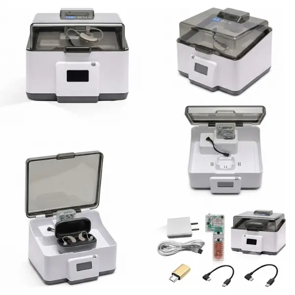 Hearing Aid Case with Dryer & Dehumidifier - Redux Ultra Dry & Charge Heat-Free Moisture Removal and Charging Port for Rechargeable Hearing Aids, Earbuds & Tech