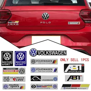1Pcs 3D Aluminum Car Sticker Body Emblem Badge Decoration Stickers Decal Accessories For Volkswagen VW SR R GTI Rline Polo Golf Passat Tiguan Arteon Touran Touareg Caddy Jetta Beetle Scirocco CC Bora