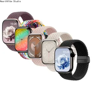 5-Piece Set of Sports Watch Bands (Purple, Pink, Black, Rainbow, Starlight) — Braided Elastic Wristbands for Apple Watch (38/40/41/42/44/45/46/49mm)