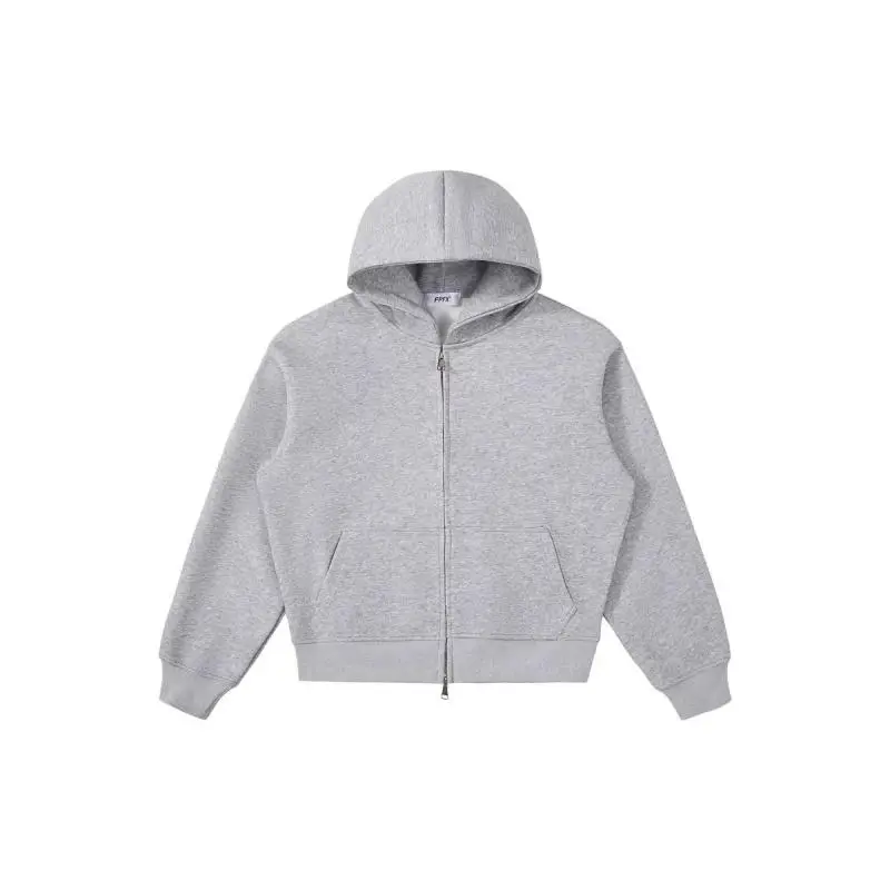 Heavyweight Zip-Up Hoodie Sweatshirts, 600 GSM 100% Cotton Fleece with a Double Lined Hood and Side Pockets - Heather Grey