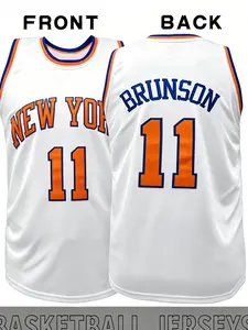 New York Jalen Brunson #11 Basketball Jersey, Blue & Orange Classic, Breathable Mesh Sleeveless for Fans, Basketball Lovers & Streetwear Enthusiasts