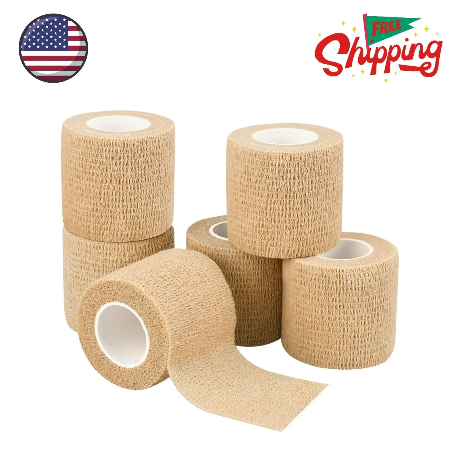 6pcs 2in Self Adhesive Bandage Wraps, 12 Colors, 5 Yard