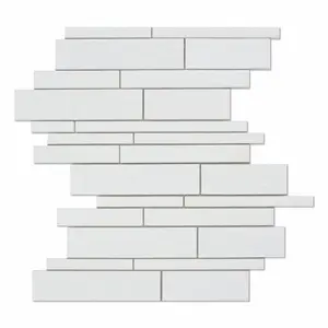 Thassos White Random Strip 10x12 5/8 Polished/Honed Marble Mosaic Tile Sample