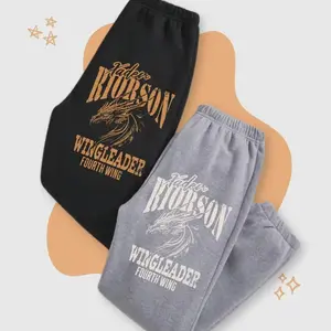 Fourth Wing Wingleader Graphic Sweatpants, Unisex Cotton Casual Clothing, Casual Regular Fit Pants For Spring & Fall, Trendy Top Sweatpants, Unisex Cotton Graphic Casual Sweatpants, Gift For Fan
