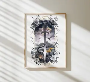 Fourth Wing Art Print, Violent Little Thing, Rebecca Yarros, Fantasy Sword Art, Fantasy Bookish Wall Art Poster, Poster Prints