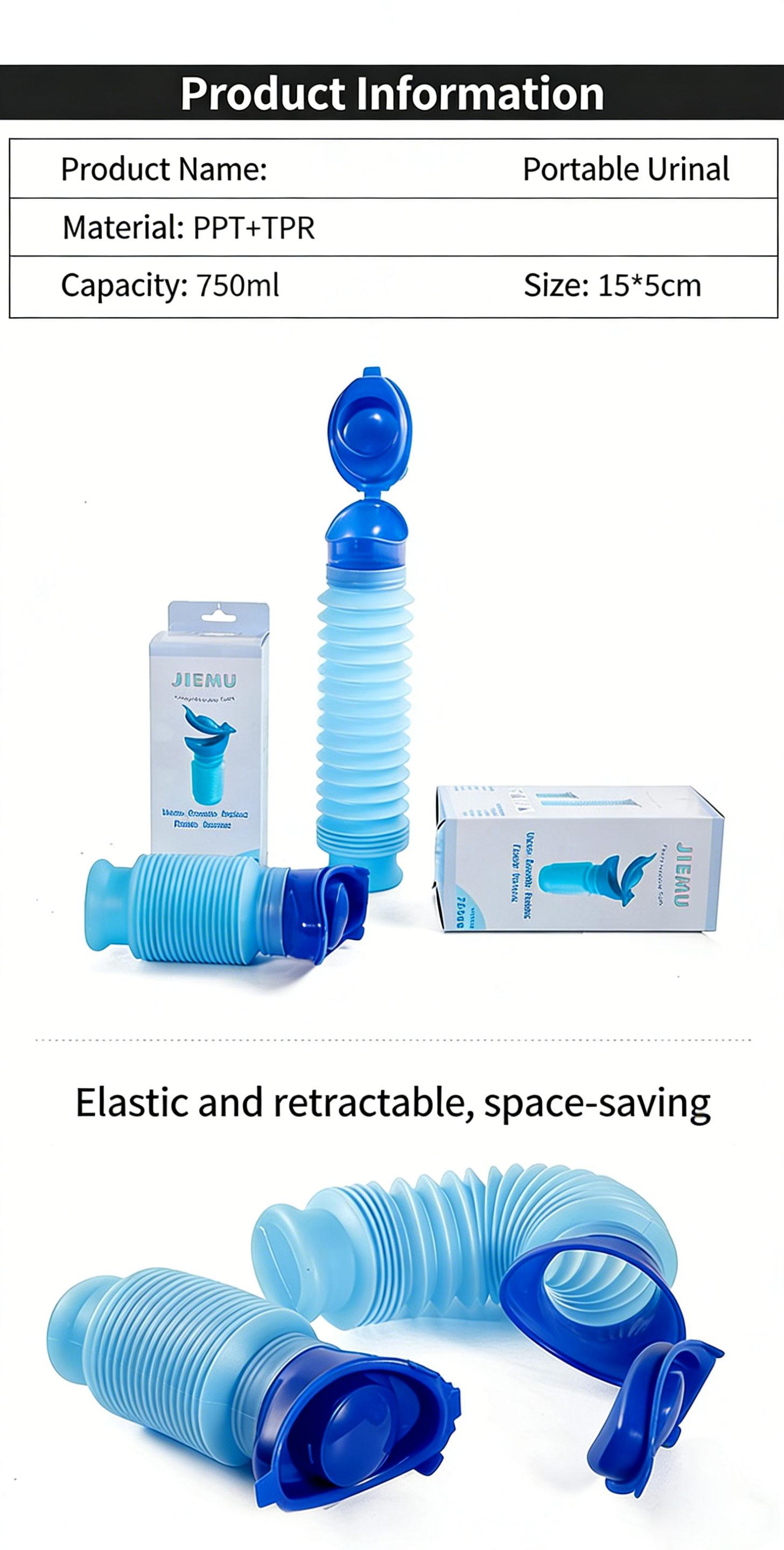 750ML Portable Urinal, Unisex Car Pee Bottle for Men and Women, Portable Toilet for Car, Car Urinal Bucket, Urine Bottle, Shrinkable Personal Mobile Toilet