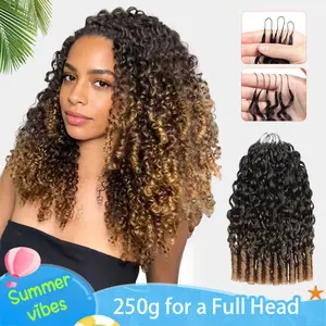 【New Color】ElNbeauty Crochet Hair Human Hair Extensions T30# T350# Pre-Separated for Miracle Knots Boho Braids Burmese Curly 50g/Pack, 4-5 Packs for Full Head, Multiple Curly & Wave Textures Protective Hairstyles For Black Women Vacation Hair #Summervibes