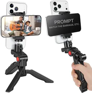 Teleprompter Kit for iPhone & Android (with Tripod), Double Phone Holder for Video Recording, Easy Storage and Transport for Vlogging, YouTube, Live Streaming, TikTok