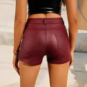 Women’s PU Leather Waist Shorts — Fashionable Leather Pants, Unique and Stylish, Slimming Design