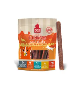 Plato Pet Treats Thinkers Chicken - Meat Stick Treats for Dogs - Limited Ingredient Dog Treats with EPA and DHA to Support Skin, Coat, and Brain - Air-Dried Dog Treats