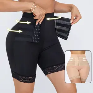 Ladies'High-Waisted Shaping Pants with Lace Trim And Button Closure for Waist Cinching And Lifting The Hips.