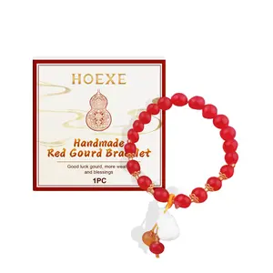 Hoexe Handmade Red Gourd Bracelet Fashion Elegant Durable Niche Design Dating Red Bracelet Jewelry Bangle
