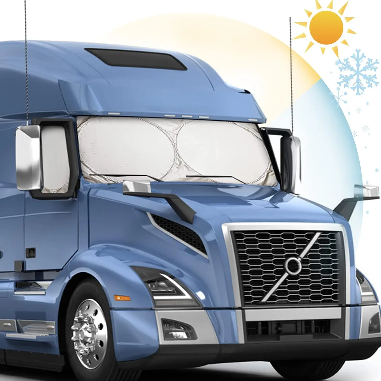 Truck Windshield Sun Shade, 240T Front Windshield Sunshade, Foldable Reflective Sun Shade, Heat Blocking UV Protection Windshield Cover for Trucks SUVs Cars