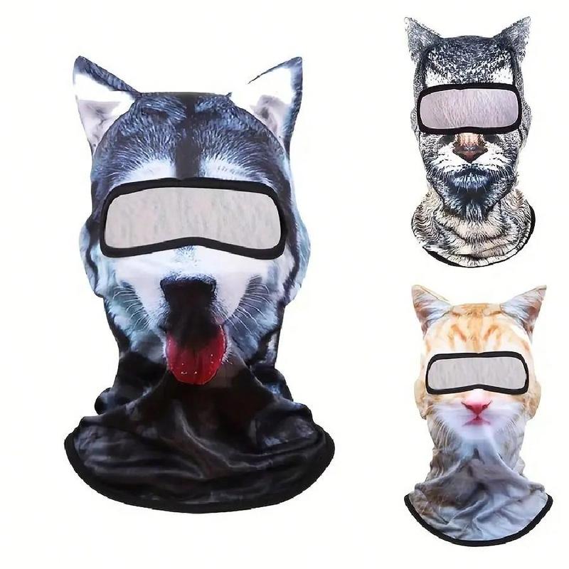 3D Cat Skiing Balaclava Mask with Ears Cute Animal Design Breathable Sun Resistant for Music Festivals Carnival Parties Outdoor Activities