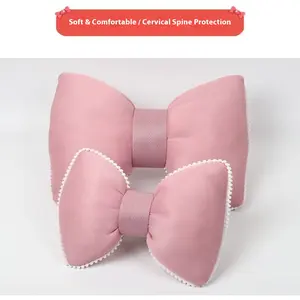 1 Pc  Universal bow car headrest, cute pink design to decorate your car interior, relieves neck fatigue. Great automotive decor gift for women and girls