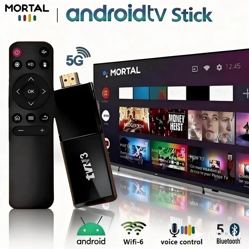 TVR3 8K HDR+ TV Stick Android 15 2.4G&5G  Wi-Fi Allwinner H313 Quad Core Smart TV Box Streaming Media Player Set-top Box IPTV