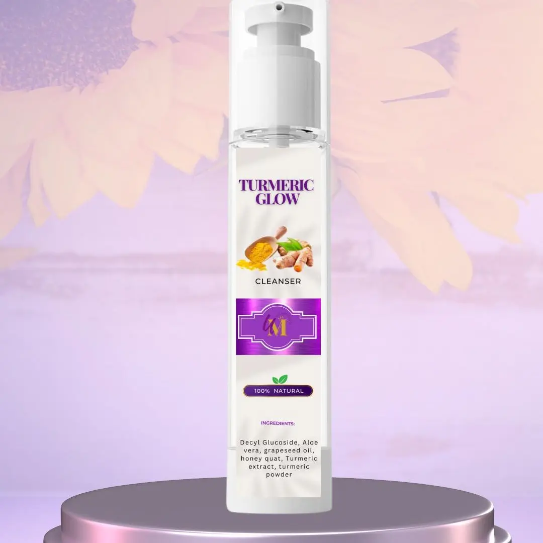 Turmeric Glow Cleanser - 100% Natural Facial Cleanser with Decyl Glycol, Aloe Vera, Honey, Quercetin & Turmeric Extract for Skincare Hydrate Gentle