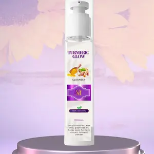 Turmeric Glow Cleanser - 100% Natural Facial Cleanser with Decyl Glycol, Aloe Vera, Honey, Quercetin & Turmeric Extract for Skincare Hydrate Gentle