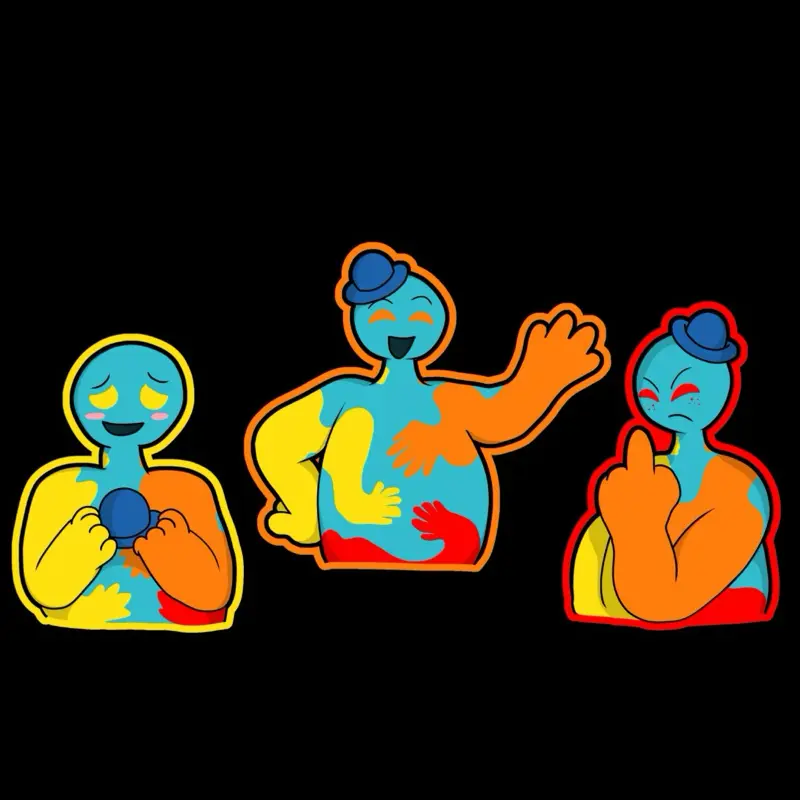 The Many Faces of Doey- Decorative Waterproof Sticker Pack (3 Stickers)